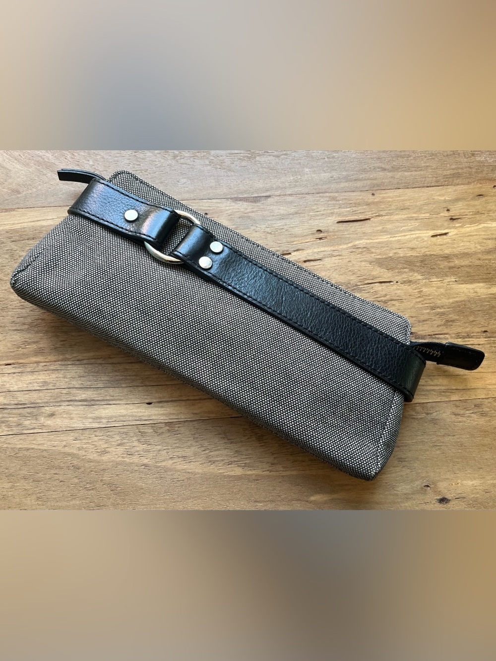 Banana Republic Tweed Leather Clutch Bag Black